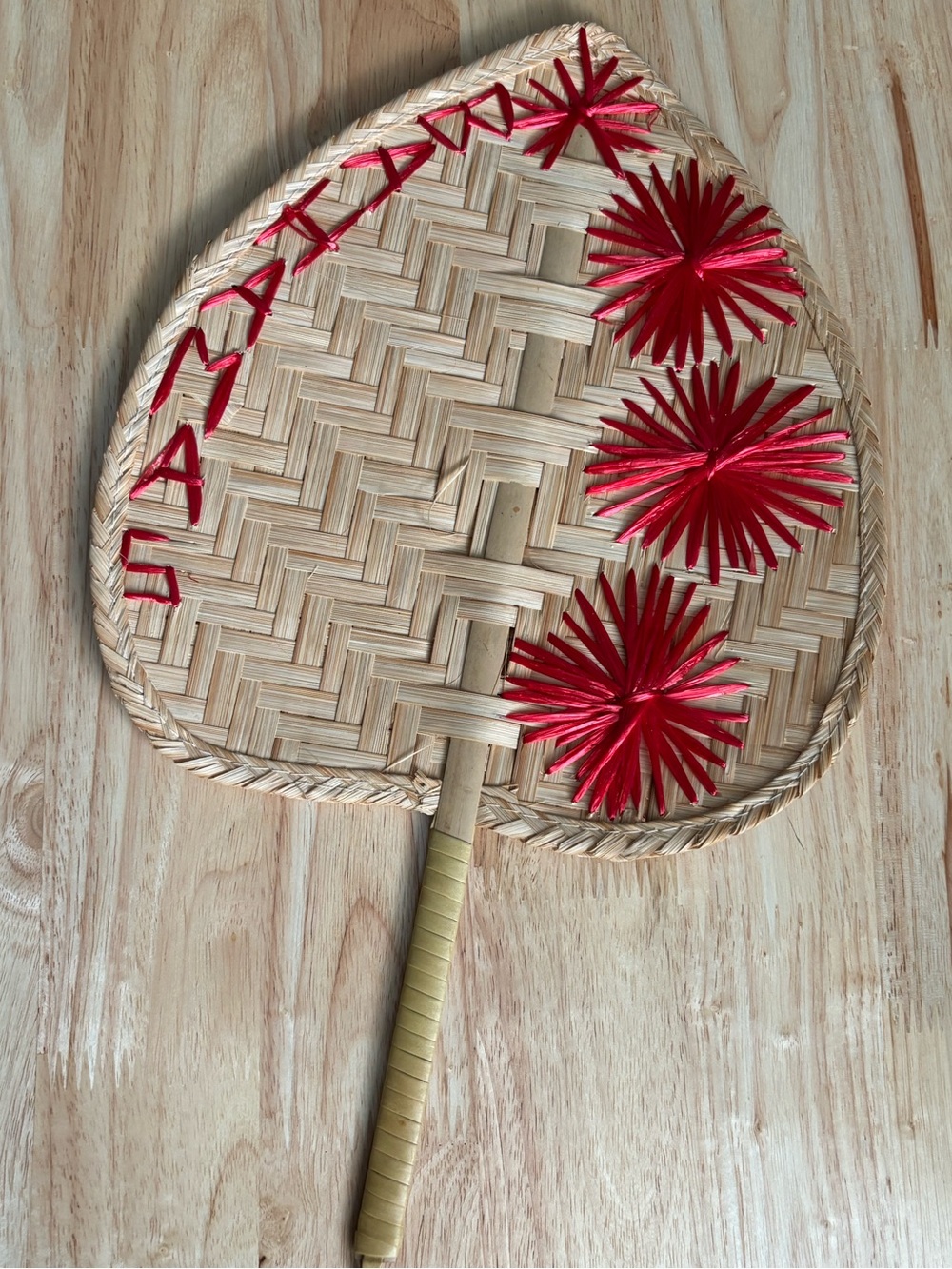Hand woven bamboo Bahamas fan